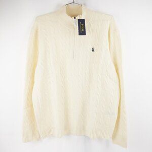 Polo Ralph Lauren Cable-Knit Quarter-Zip Sweater in Cream - Men's Size XXL (NWT)